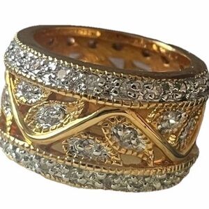 Suzanne Somers Wide Band Gold Ring